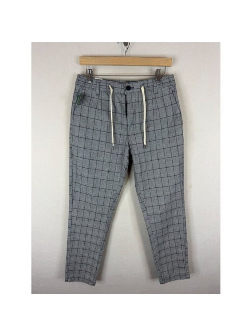 Lindbergh White Grey Plaid Carrot Fit Superflex Pants Mens Medium NWT